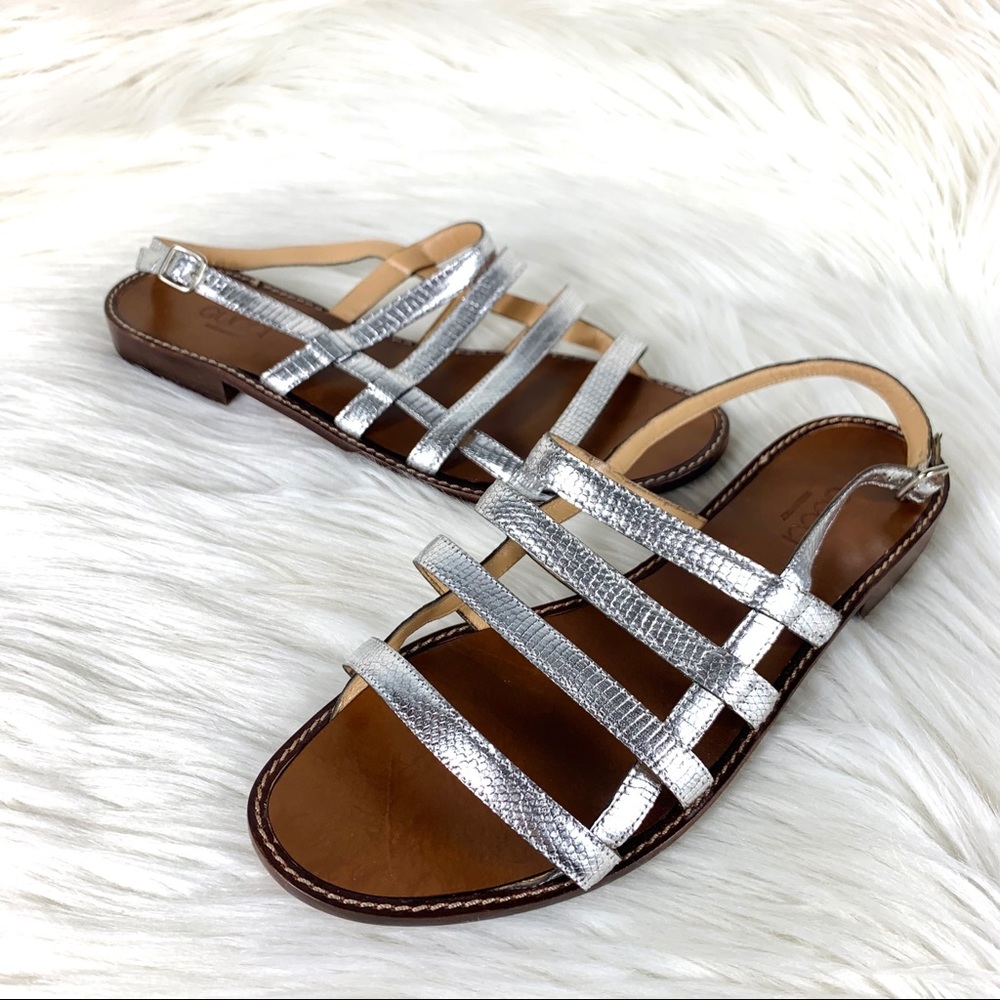 Gucci Silver Strappy Flat Sandals